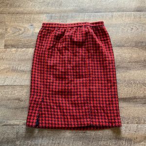 Vintage Alfred Dunner Wool Blend Houndstooth‎ Pencil Skirt Black Red